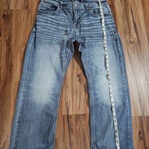 BKE Derek Straight Fit Men's Light Blue Washed Jeans Size 33 X 30